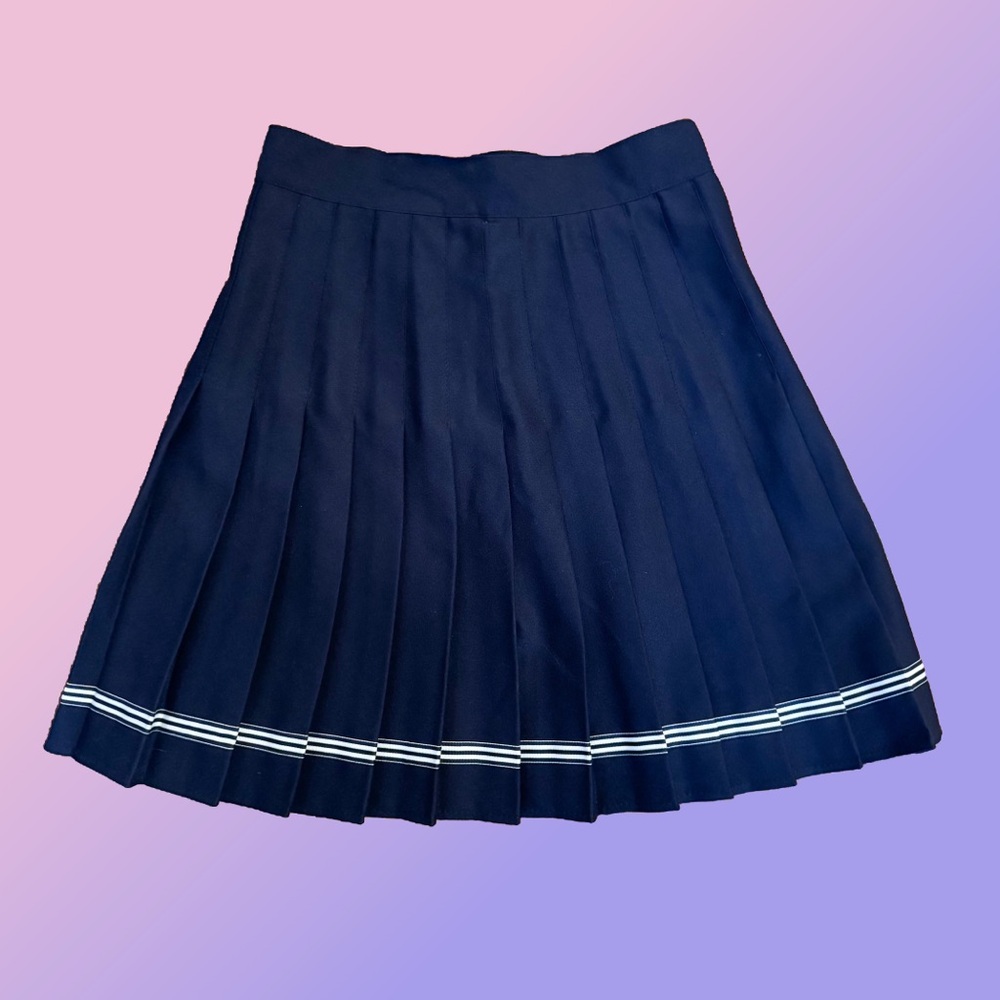 Vintage Navy Pleated Women's Skirt